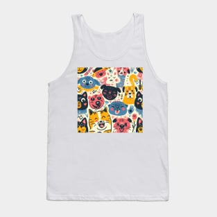 Eclectic Happy Pets and Nature Pattern Tank Top